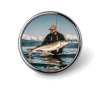 Bass Fishing Wave Spilla Distintivo Rotonda Leggero Risvolto Fermacravatta Regali Unici Spilla In Metallo Distintivo Per Cappello Camicia Abbigliamento Borse Decorazione