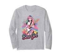 Bass Girl colorata della ragazza amante della musica Maglia a Manica