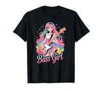Bass Girl colorata della ragazza amante della musica Maglietta