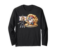 Bass Guitar Player Gnome In Hippie Rocker Clothing Love Rock Maglia a Manica