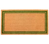 BASSANO Zerbino Cocco Naturale Cornice 50x90 cm Rettangolare Fondo Gomma PVC per ingresso Resistente Lavabile Antiscivolo (Green)