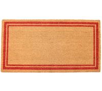 BASSANO Zerbino Cocco Naturale Cornice 50x90 cm Rettangolare Fondo Gomma PVC per ingresso Resistente Lavabile Antiscivolo (Red)