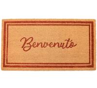 BASSANO Zerbino Cocco Naturale Cornice 50x90 cm Rettangolare Fondo Gomma PVC per ingresso Resistente Lavabile Antiscivolo (Benvenuto Brown)
