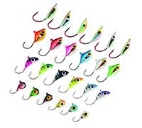 Bassdash - Kit di esche da pesca per ghiaccio e pesca a forma di luccio Walleye con scatola