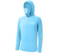 Bassdash - Maglia a Maniche Lunghe da Uomo con Protezione UPF 50+ e Maschera facciale incorporata, Scaldacollo e Cappuccio, Ideale per la Pesca