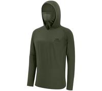 Bassdash - Maglia a Maniche Lunghe da Uomo con Protezione UPF 50+ e Maschera facciale incorporata, Scaldacollo e Cappuccio, Ideale per la Pesca