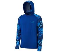 Bassdash - Maglia a Maniche Lunghe da Uomo con Protezione UPF 50+ e Maschera facciale incorporata, Scaldacollo e Cappuccio, Ideale per la Pesca