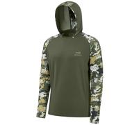 Bassdash - Maglia a Maniche Lunghe da Uomo con Protezione UPF 50+ e Maschera facciale incorporata, Scaldacollo e Cappuccio, Ideale per la Pesca
