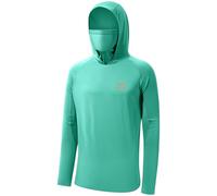 Bassdash - Maglia a Maniche Lunghe da Uomo con Protezione UPF 50+ e Maschera facciale incorporata, Scaldacollo e Cappuccio, Ideale per la Pesca