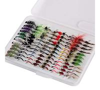 Bassdash Pesca Mosche Artificiali Esche Set Assortimento di Mosche Trota Bass con Fly Box Pezzi con Mosche secche/bagnate, ninfe, Stelle filanti, Popper