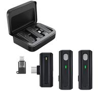 BassDrops Microfono professionale wireless per supporto USB tipo C, funzione di riduzione del rumore, registrazione audio a 360°, fino a 12 ore, batteria di backup per smartphone Android, Vlogging