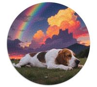 Basset Hound 1000 Pezzi Jigsaw Pet Dog Forma Rotonda Puzzle Per Adulti O Bambini Giocattolo Antistress Arte Ecofriendly 1000pcs (67.5x67.5cm)