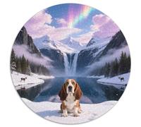 Basset Hound 1000 Pezzi Puzzle Cute Pets Puzzle Circolare Giochi Intellettuali Creativo Antistress Sfida Unica (67.5x67.5cm)