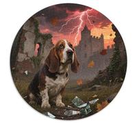 Basset Hound 1000 Pezzi Puzzle Cute Pets Rotonda Puzzle Giochi Intellettuali Arte Regali Decorativi Bambini (67.5x67.5cm)