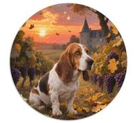 Basset Hound 1000 Pezzi Puzzle Cute Pets Rotonda Puzzle Giochi Intellettuali Creativo Antistress Regalo Famiglia (67.5x67.5cm)