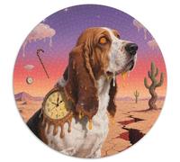Basset Hound 1000 Pezzi Puzzle Giochi Di Puzzle Cute Pets Puzzle Circolare Puzzle Classico Puzzle Arte Regalo Famiglia (67.5x67.5cm)