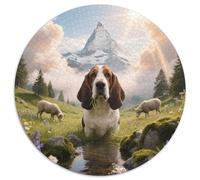 Basset Hound 1000 Pezzi Puzzle Giochi Di Puzzle Cute Pets Puzzle Circolare Puzzle Creativo Giocattolo Antistress Regalo Famiglia (67.5x67.5cm)