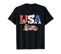 Basset Hound Bandiera americana USA 4 luglio Donna Uomo Bambini Maglietta