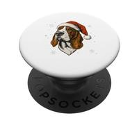 Basset Hound - Cappello da Babbo Natale, divertente, carino, cane, mamma, papà PopSockets PopGrip Adesivo