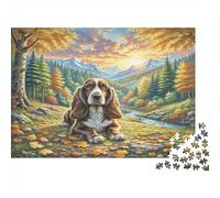 Basset Hound - Cartone rigido - Basset Hound sul sentiero della foresta all’alba - Puzzle classico per adulti - Regalo puzzle rilassante - 52x38cm/1000 pezzi