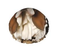 Basset Hound, cuffia da doccia per donne e uomini, grande, riutilizzabile, a doppio strato, impermeabile, con fascia elastica, per tutte le acconciature, adatta ai viaggi
