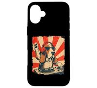 Basset Hound DJ House Music Retro Amante dei cani Custodia per iPhone 16 Plus