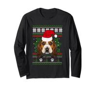 Basset Hound Dog Santa Hat Funny Christmas Holiday Xmas Maglia a Manica