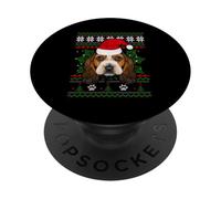 Basset Hound Dog Santa Hat Funny Christmas Holiday Xmas PopSockets PopGrip Adesivo