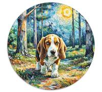 Basset Hound Puzzle Rotondo 1000 Pezzi Puzzle Pet Dog Puzzle Bambini Ifficile E Impossibile Per Adulti Idea Regalo Per Lei O Lui Rotonda 1000pcs (67.5x67.5cm)