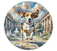 Basset Hound Puzzle Rotondo 1000 Pezzi Puzzle Pet Dog Puzzle Creativo Giocattolo Puzzle Antistress Idea Regalo Per Lei O Lui Rotonda 1000pcs (67.5x67.5cm)