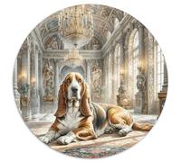 Basset Hound Puzzle Rotondo 1000 Pezzi Puzzle Pet Dog Puzzle Per Adulti Giocattolo Puzzle Antistress Idea Regalo Per Lei O Lui Rotonda 1000pcs (67.5x67.5cm)