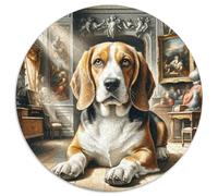 Basset Hound Puzzle Rotondo Da 1000 Pezzi Puzzle Pet Dog Puzzle Creativo Giocattolo Puzzle Antistress Per Amici Di Famiglia Rotonda 1000pcs (67.5x67.5cm)