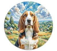Basset Hound Puzzle Rotondo Da 1000 Pezzi Puzzle Pet Dog Puzzle Creativo Ifficile E Impossibile Per Adulti Idea Regalo Per Lei O Lui Rotonda 1000pcs (67.5x67.5cm)