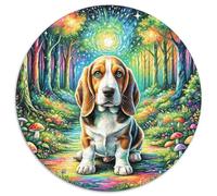 Basset Hound Puzzle Rotondo Da 1000 Pezzi Puzzle Pet Dog Puzzle Per Famiglia Giocattolo Puzzle Antistress Idea Regalo Per Lei O Lui Rotonda 1000pcs (67.5x67.5cm)