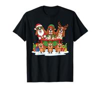 Basset Hound Santa Renna Elfo Natale Donna Uomo Bambini Maglietta