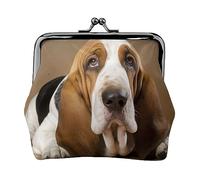 Basset Hound stampato portamonete per le donne borsa portafoglio in pelle PU cambio sacchetto Kiss-Lock Vintage Pouch, Basset Hound, Taglia unica, Vintage