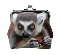 Basset Hound stampato portamonete per le donne borsa portafoglio in pelle PU cambio sacchetto Kiss-Lock Vintage Pouch, Scimmia Lemur Carino, Taglia unica, Vintage