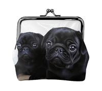 Basset Hound stampato portamonete per le donne borsa portafoglio in pelle PU cambio sacchetto Kiss-Lock Vintage Pouch, Simpatico carlino nero., Taglia unica, Vintage