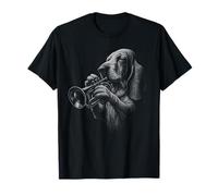 Basset Hound Suonare Tromba Jazz Music Dog Lover Maglietta