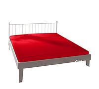 Bassetti 9314080 - Lenzuolo con angoli elasticizzati in cotone e elastan, 140 x 200 cm, 160 x 220 cm, colore: Rosso