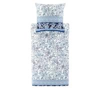Bassetti CAPODIMONTE Biancheria da letto + 2 federe in 100% raso di cotone di colore blu B1, dimensioni: 200 x 200 + 2 K 80 x 80 cm - 9327414