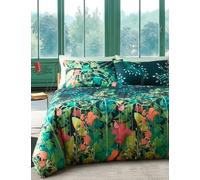 Bassetti completo copripiumino matrimoniale FLOWER GATE (sacco + sotto con angoli + 2 federe) variante Blu