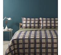 Bassetti Completo Copripiumino Matrimoniale Set Letto Copripiumone Due Piazze, Cotone Sacco con Lenzuolo Sotto con Angoli e 2 Federe (Check Blu)