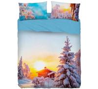 Bassetti Completo lenzuola effetto copriletto letto Una Piazza e Mezza, collezione Imagine, Cotone 100% stampa digitale ad alta definizione, made in Italy (Baita)