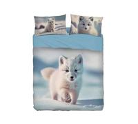 Bassetti Completo lenzuola effetto copriletto matrimoniale, realizzato su cotone 100% con stampa digitale, made in Italy, art. Fox col. azzurro