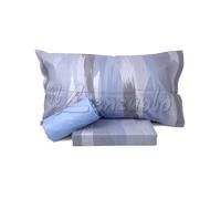 Bassetti completo lenzuola matrimoniali TOKEN in cotone (lenzuolo sopra + sotto con angoli + 2 federe) variante Azzurro