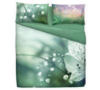Bassetti Completo Letto Copriletto Una Piazza e Mezza Linea Natura 100% Cotone Made in Italy, 1 lenzuolo sotto con angoli 125x200cm, 1 lenzuolo sopra 180x280cm e 1 federa 50x80cm (Fiore)
