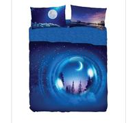 Bassetti completo letto IMAGE copriletto lenzuolo serie stampa in digitale alta definizione animali natura paesaggi balza applicata 100% cotone - Made in ITALY (FAIRY NIGHT, MATRIMONIALE)