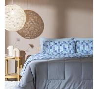 BASSETTI, COMPLETO LETTO MATRIMONIALE, BLU, TANGRAM 240 cm x 280 cm