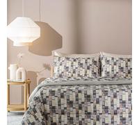 BASSETTI, COMPLETO LETTO MATRIMONIALE, GRIGIO, TANGRAM 240 cm x 280 cm